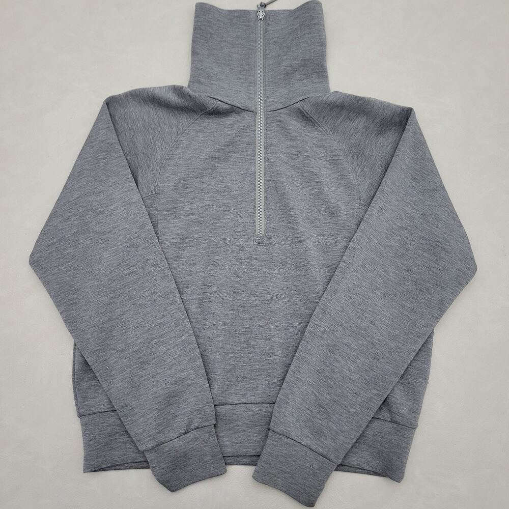 Spanx Womens AirEssentials Travel Half Zip Pullover Sweatshirt Sweater Gray XS